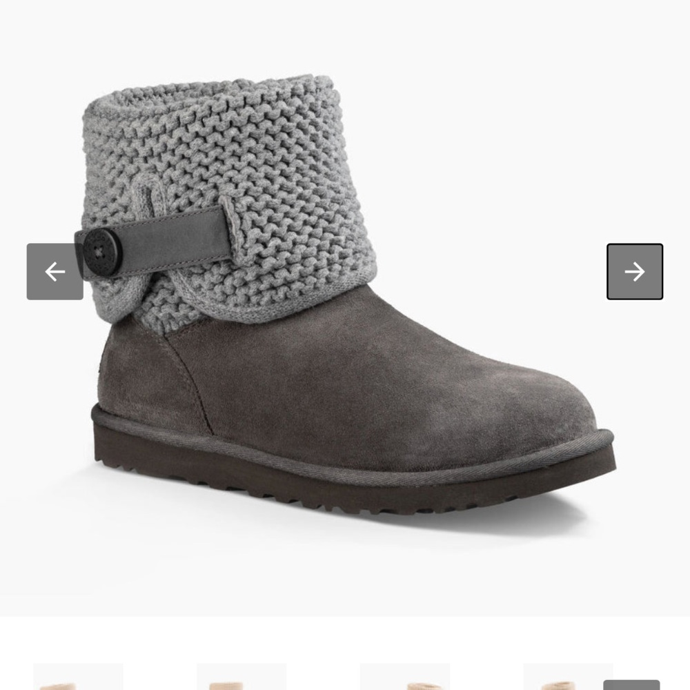Ugg Shaina Grey Sweater Cuff Boot, Grey, Size 5